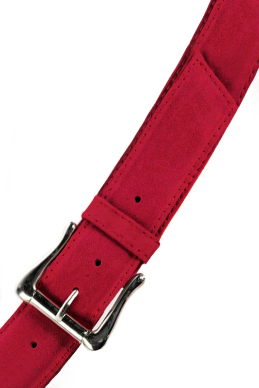 Cardinal red women's dress belt, matching pumps and bags. Made to measure. Top view - Florence KOOIJMAN